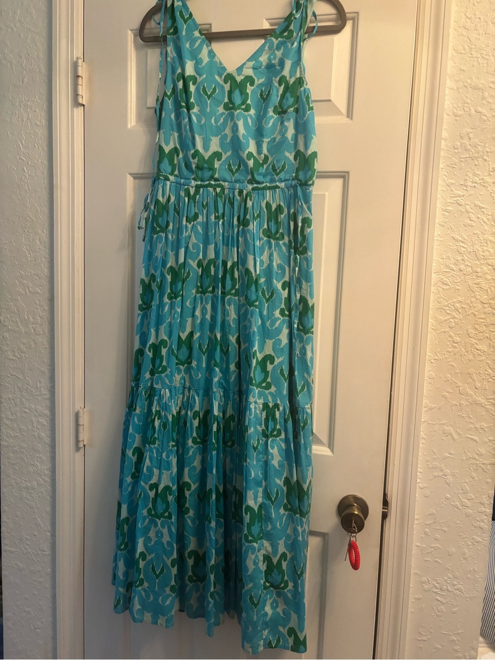 Talbots Blue and Green Ikat Printed Midi Dress sz 6